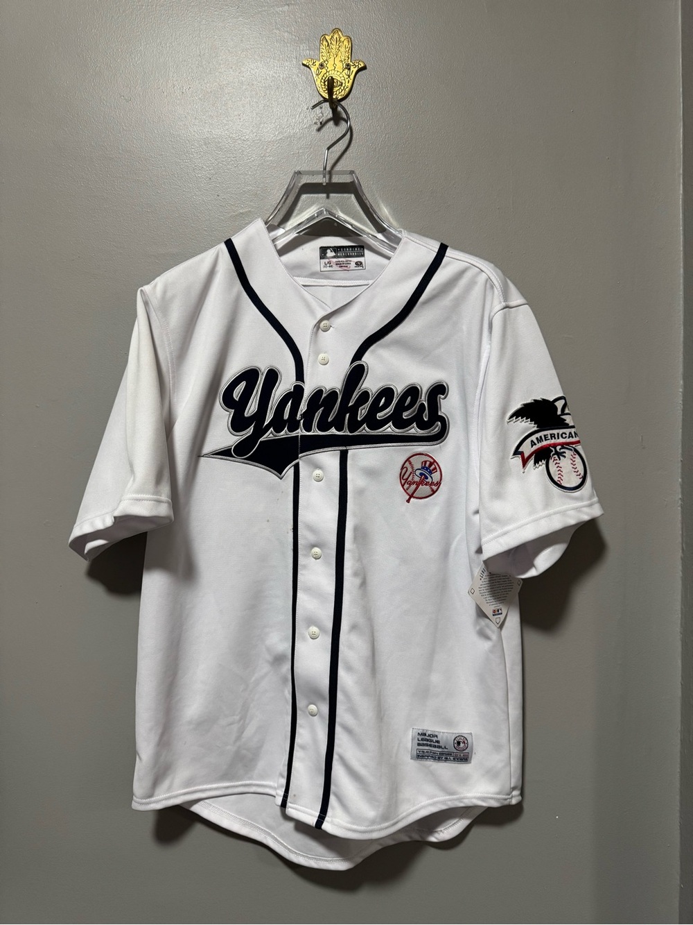 NWT New York Yankees True Fan MLB Baseball Jersey White Large L 42-44 Vintage